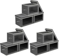 Homsorout Storage Bins with Lids - Fabric Storage Boxe with Window, Collapsible Closet Organizers with Handles, 9 Pack Decorative Bin, Home Cubes Baskets for Clothes, Hat, Books, Dark Grey by Homsorout