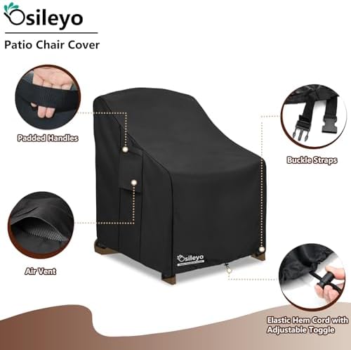 Patio Chair Cover 32W x 35D x 36H inches,Waterproof Heavy Duty Outdoor Furniture Covers for Patio Adirondack Chair 2 Pack(Black) - Image 3