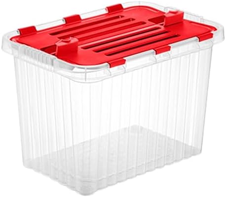 Superio Red Storage Box with Red Hinged Lids, Plastic Container Bins for Organizing with Attached Lid, Stackable Crates, BPA Free, Organizers for Home and Office, 53Quart (20.25"x14"x14.6") by Superio