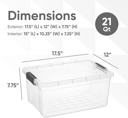 Superio 21 Quart Clear Plastic Storage Boxes with Lids, Stackable Organizer Containers, BPA-Free Storage Bins for Home, Office, School & Dorm, 8 Pack - Image 2