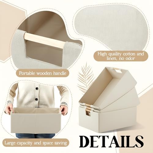 Cinnvoice 3 Pack Fabric Storage Bins for Closet Shelves, 15 x 10.6 x 6 Inch - Image 3