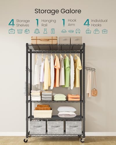 SONGMICS Heavy-Duty Clothes Rack, Portable Closet on Wheels, Garment Rack - Image 3