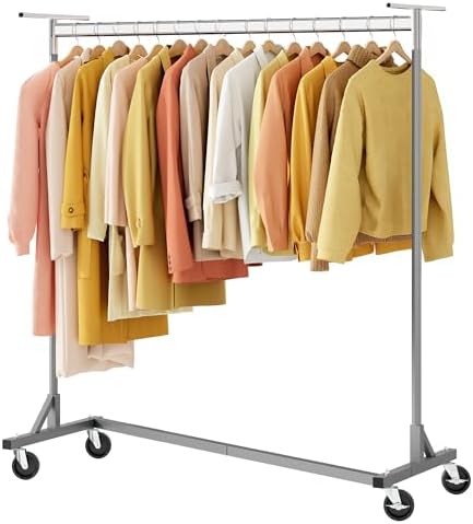 Hoctieon Z Clothes Rack with Cover, Metal Heavy Duty Clothing Rack, Rolling Garment Rack with Wheels, with Dustproof Cover Waterproof Protector, with 2 Durable Zippers, for Hanging Clothes, Grey - Image 7
