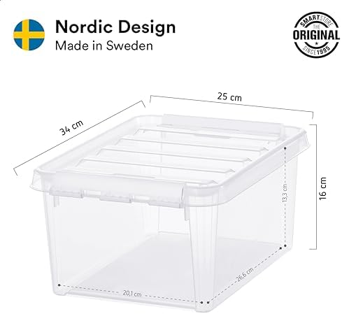 SmartStore Classic 10 Clear Plastic Storage Boxes, 8L/8.5QT BPA-Free Stackable and Nestable Container with Secure Lid, Swedish Made Plastic Bins for Organization, L13.39 x W9.84 x H6.3-10 Pack - Image 2
