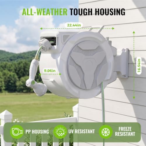 Retractable Garden Hose Reel 1/2"x100ft with 10-Function Nozzle - Image 6