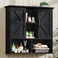 Vabches Bathroom Wall Cabinet, Farmhouse Medicine Cabinet with Double Barn Door and Adjustable Shelves, Wooden Vintage Storage Cabinet Wall Mounted for Bathroom, Kitchen Dining, Rustic Black by Vabches