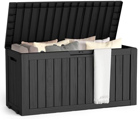 Outdoor Deck Storage Box, 75 Gallon Deck Box,Lockable Patio Storage Bench by TreillageTale
