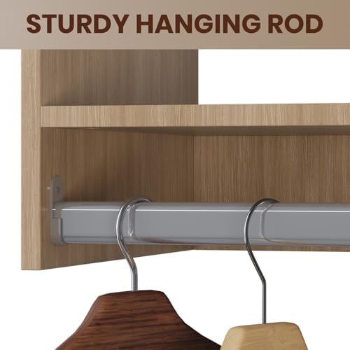 ROOMTEC 25.5" Double Hanging Closet Unit, Modular Closet System with Hanging Rod, Wardrobe Organizer for Bedroom or Walk-in Closet, Wall Mounted, Customizable Clothes Storage Unit, Wood - Image 7