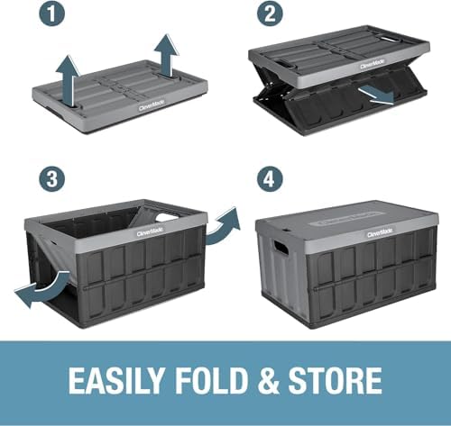 CleverMade Collapsible Storage Bins With Lids, 62L 3 Pack, 100 lb, Stone - Image 5
