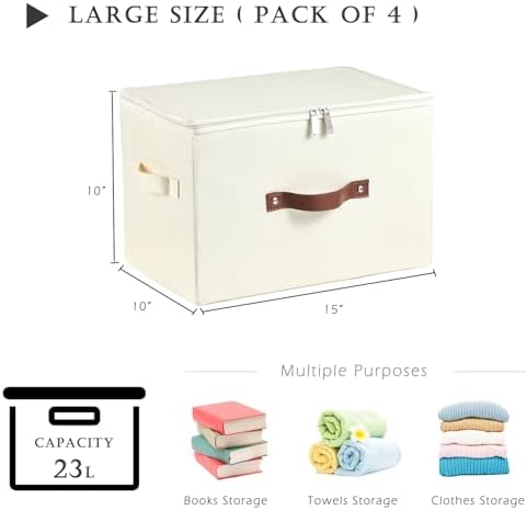 4PCS Storage Bins with Zipper Lids Decorative Lidded Basket Box - Image 3