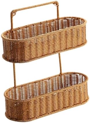 2 Tier Woven Hanging Basket, PP Rattan Wall Mounted Fruit and Storage Organizer for Kitchen, Bathroom, and Pantry - Image 7