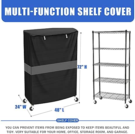 Wire Shelf Cover Dustproof Heavy Duty 600D Storage Rack Cover 48x24x72 - Image 3