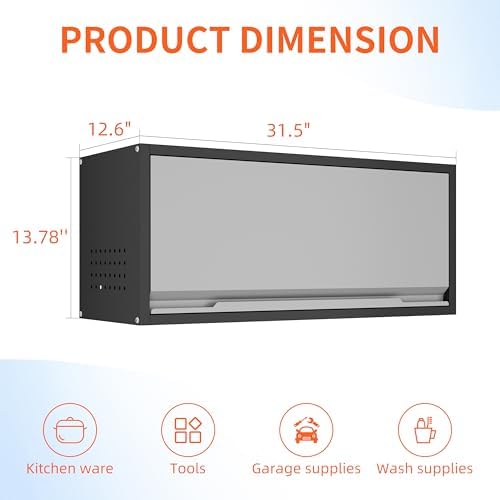 Garage Wall Cabinet, 13.8" H Metal Wall Cabinet with Up-Flip Door - Image 3