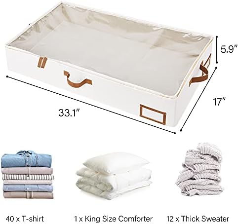 StorageWorks Large Under Bed Storage Containers with Handles and Label Holder, 4 Pack Ultra-thick Fabric Underbed Bins, Closet Organizer for Clothes, Blankets, Sweater - Image 2