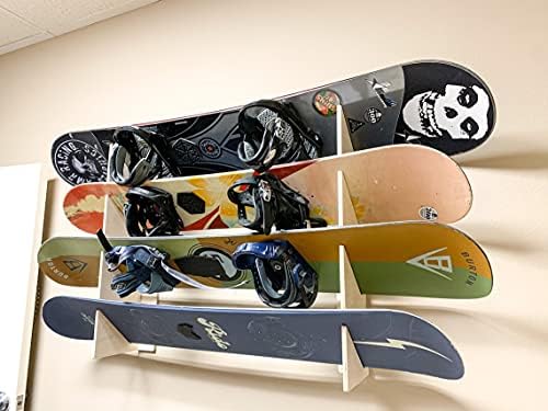 Wooden Board Rack Display Shelf - Snowboard Skateboard Ski Longboard Changeable Size Wood Color by FactoryCrafts