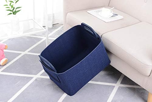 Storage Basket Felt Storage Bin Collapsible& Convenient Box Organizer with Carry Handles for Office Bedroom Closet Babies Nursery Toys Laundry (Navy Blue, 17.9inch（L）×12.2inch（W）×11.6inch（H）) - Image 2