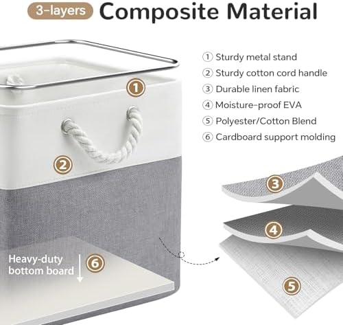 13x13 Inch Foldable Fabric Cube Storage Bins with Handles 6 Pack - Image 4