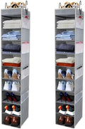 2 Pack Large-Sized Hanging Shoe Organizer 10-Shelf, Sturdy Hanging Closet Organizer with 8 Side Pockets, Wider Hanging Shelves for Storage Shoes Clothes Jeans Shirts Toys, Grey. by ROOMTALK