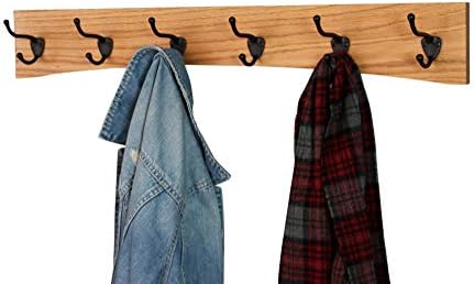 Oak Curved Back Wall Mounted Coat Rack - Bronze Hooks - Made in The USA (Golden Oak, 20" x 4.5" - 4 Hooks) - Image 3