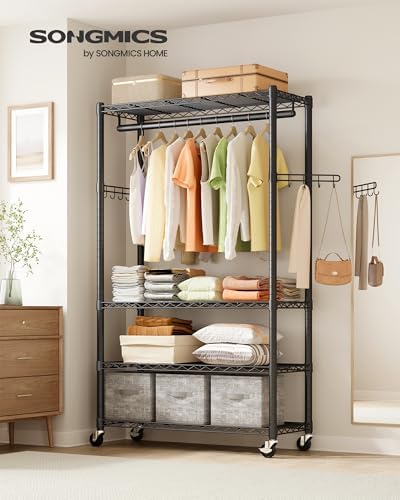 SONGMICS Heavy-Duty Clothes Rack, Portable Closet on Wheels, Garment Rack - Image 2