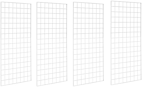 Gridwall Panels, Heavy Duty Grid Panel for Retail Display Wall, 2' Width x 4' Height, White, 4 Pack by 7RiversART