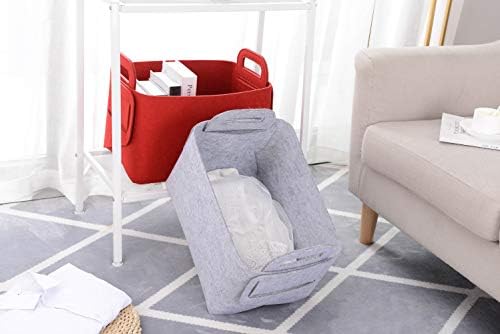 Storage Basket Felt Storage Bin Collapsible& Convenient Box Organizer with Carry Handles for Office Bedroom Closet Babies Nursery Toys Laundry (Light grey, 17.9inch（L）×12.2inch（W）×11.6inch（H）) - Image 6