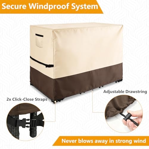 Outdoor Bar Table Set Cover, 84" L x 48" W x 48" H, Beige&Brown - Image 6