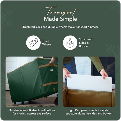 Covermates Christmas Tree Structured Rolling Storage Bag, Green - Image 5