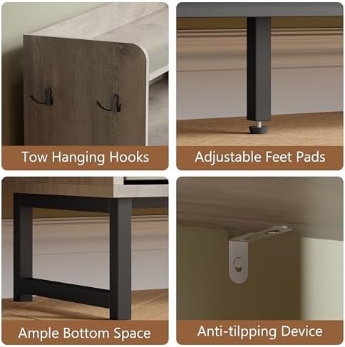 Xixini Shoe Storage Cabinet with 4 Flip Drawers, Entryway Shoe Rack, Grey - Image 6