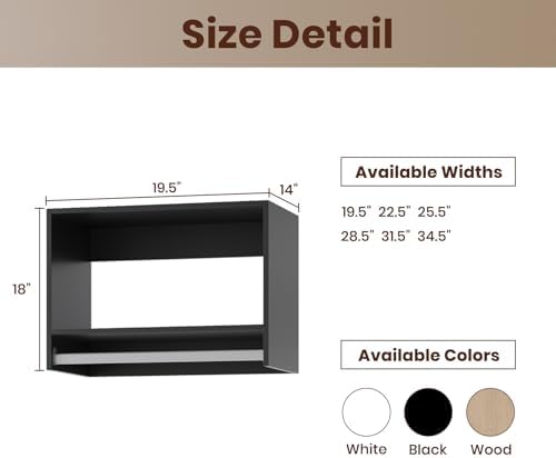 ROOMTEC 19.5" Tall Hanging Closet Unit, Modular Closet System with Hanging Rod, Wardrobe Organizer for Bedroom or Walk-in Closet, Wall Mounted, Customizable Clothes Storage Unit, Black - Image 2