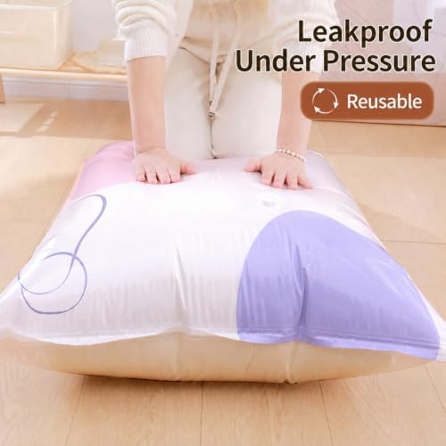 No Pump Vacuum Storage Bags, No Pump Large Vacuum Storage Compression Bags, 3D Cube Press Seal Space Saver Bags, XL Vacuum Bags for Clothes, Blankets, Comforters, Bedding Storage (5, Large) - Image 3