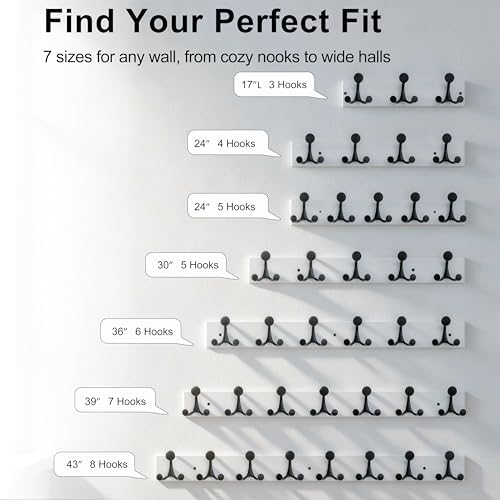 SKOLOO 39-Inch White Wood Coat Rack Wall Mount with 6 Triple Hooks - Ideal for Family Entrances, Classrooms, and Pet Supplies Storage - Perfect Coat Hooks for Wall, Pack of 2 - Image 5