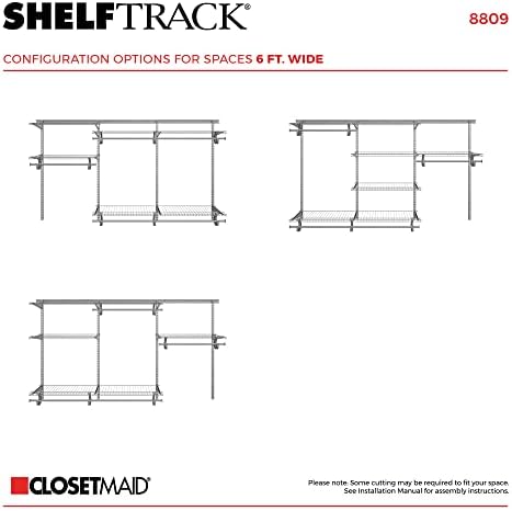 ClosetMaid ShelfTrack Wire Closet Organizer System, Adjustable from 5 to 8 Ft., With Shelves, Clothes Rods, Hardware, Durable Steel, Satin Chrome - Image 5