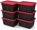 (6-Pack) 27 Gal Stackable Storage Bins with Locking Lids, Garage & Basement by Unknown