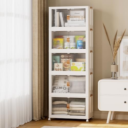 SAILUN Stackable Storage Bins with Lid, 167QT 5Pack Beige by SAILUN