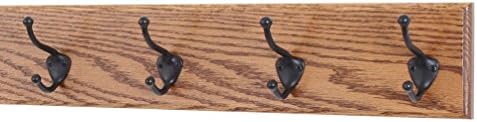 PegandRail Oak Wall Mounted Coat Rack with Bronze Hooks 4.5" Ultra Wide (Chestnut, 20" x 4.5" with 4 Hooks) by PEG+AND+RAIL