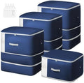 Comforter Storage Bag -Large Capacity Blanket Storage Bags 3-Layer Ultra Space Saving Self Compression Organizer, Washable Compression Bags for Storage Comforter Blanket, 4-Pack, Navy Blue by EasortmPackingCubes