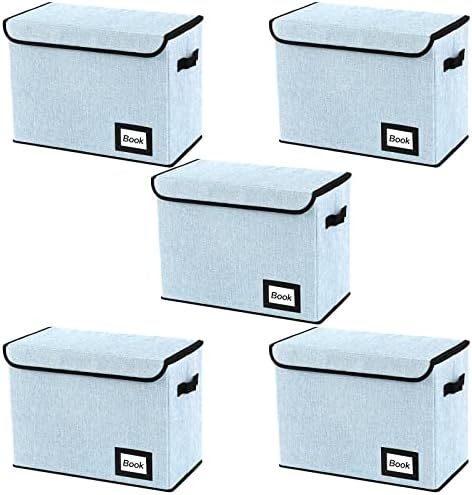 5 Pack Comic Book Storage Boxes, 15.8" X 7.8" X 11.8", Collapsible Comic Short Box, Holds 160-180 Collection Comic Book Container Holder Shelf Protector Organizer Bin (Blue) by YNSZAS