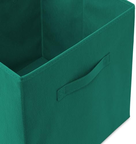 Casafield Set of 12 Collapsible Fabric Cube Storage Bins, Teal - 13" Foldable Cloth Baskets for Shelves, Cubby Organizers & More - Image 3