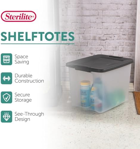 Sterilite 50 Qt ShelfTote, Clear Storage Bin with Latching Lid, 6 Pack - Image 4