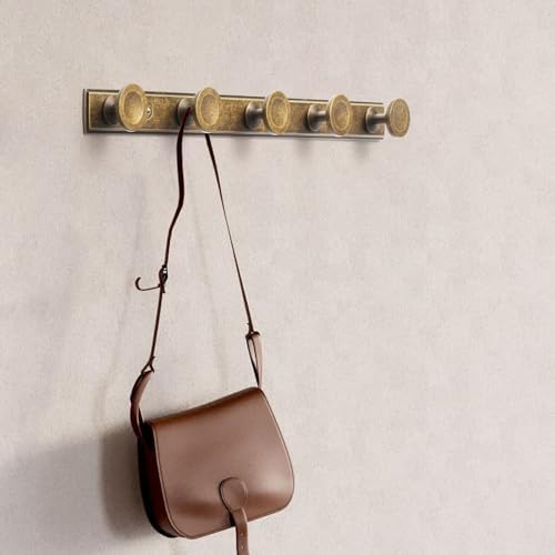 Coat Hook Wall Mounted, Antique Brass Zinc Alloy with 5 Hooks - Image 4