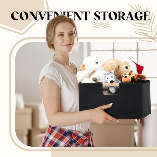 Cinnvoice 6 Pack Fabric Storage Bins for Closet Shelves, 15 x 10.6 x 6 Inch - Image 6
