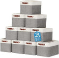 Uiifan 10 Pcs Collapsible Fabric Storage Baskets, 16 x 12 x 10 Inch, Gray by Uiifan