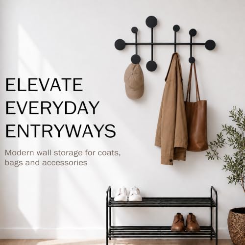 Wall Mounted Coat Rack, Minimalist Metal Coat Hooks for Entryway, Black - Image 2