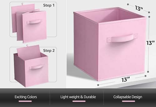 Sorbus Cube Storage Bin, Fabric, 6 Pack (13 Inch, Pastel Multi-Color 2) - Image 2
