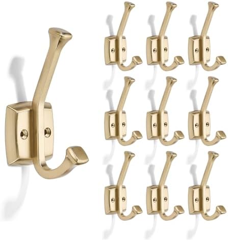 10 Pack 4-3/4 inch Champagne Gold Coat Hooks, Wall Mounted with Screws Suitable for Hanging Keys, Bath Towel, Bags, Hats, etc. Square Zinc Alloy Champagne Bronze mudroom Hooks by CABDM