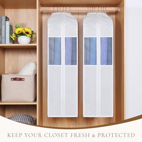 Univivi 32 Inch Cotton Hanging Garment Bag for Closet Storage 4 Pack, White - Image 3