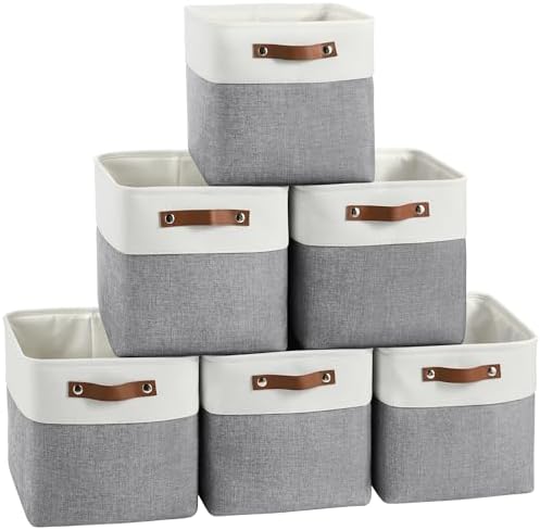 FinishingBo 11 inch Cube Storage Bin 6 Pack, Cube Organizer Bins by SimplifySpaceSimplifyLife