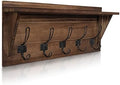 HBCY Creations Rustic Brown Solid Wood Wall Mounted Coat Rack with Shelf, 5 Hooks, 24" Long - Kitchen, Mudroom, Entryway, Bathroom - Includes Mounting Hardware, Coat Hanger, Dog Leash Hooks by HBCYCreations