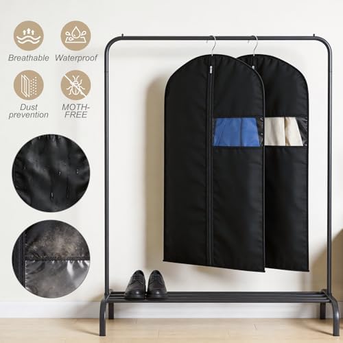 24 Pack Garment Bags for Hanging Clothes,47-inch Suit Cover Bags for Men Closet Storage Bags for Dresses, Shirts, Fur Coats, Dance Costumes - Hanging Suit Cover with Zipper and Clear Window 2 - Image 3